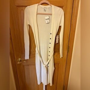 Brand new Forever 21 Contemporary ivory cream long wrap ribbed cardigan duster